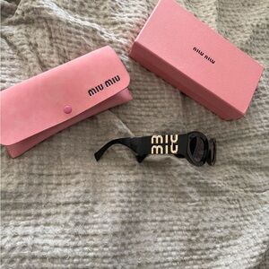 Miu Miu Black Sunglasses with Pink Case and Box